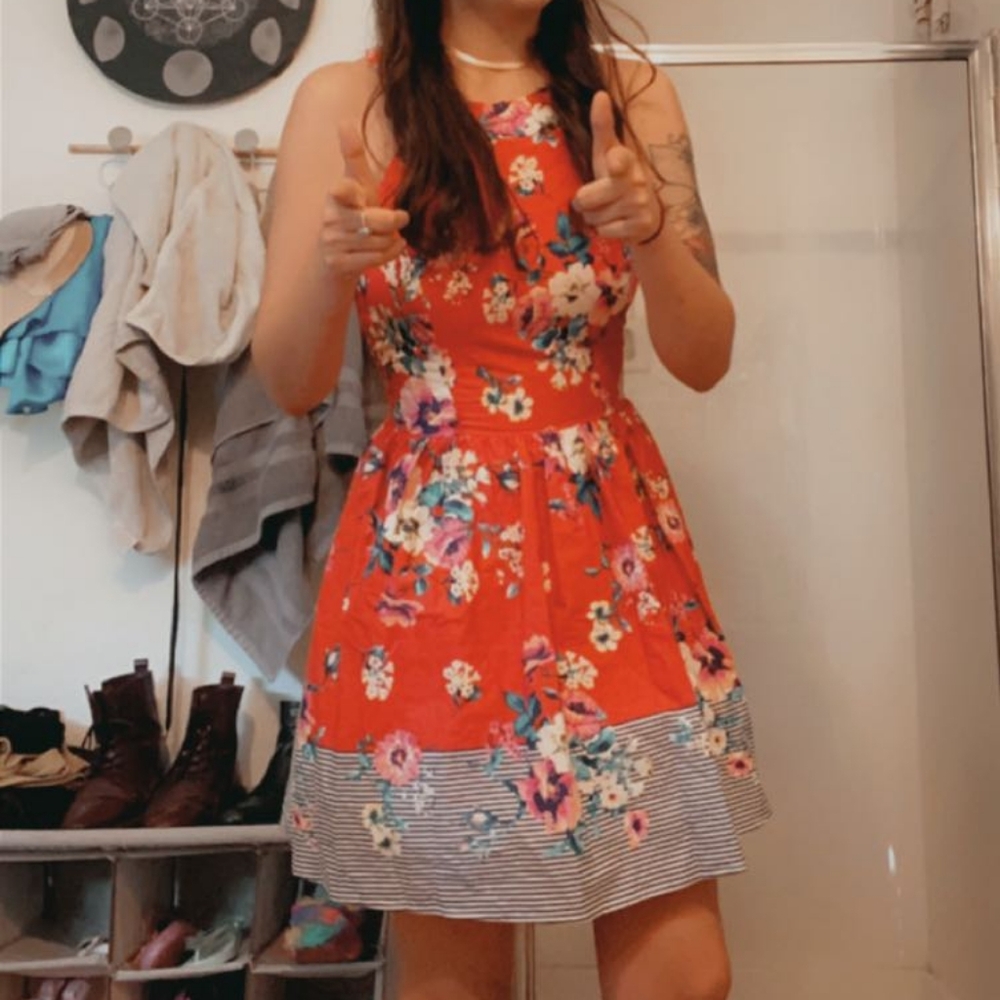AUW Red Floral Mini Dress
